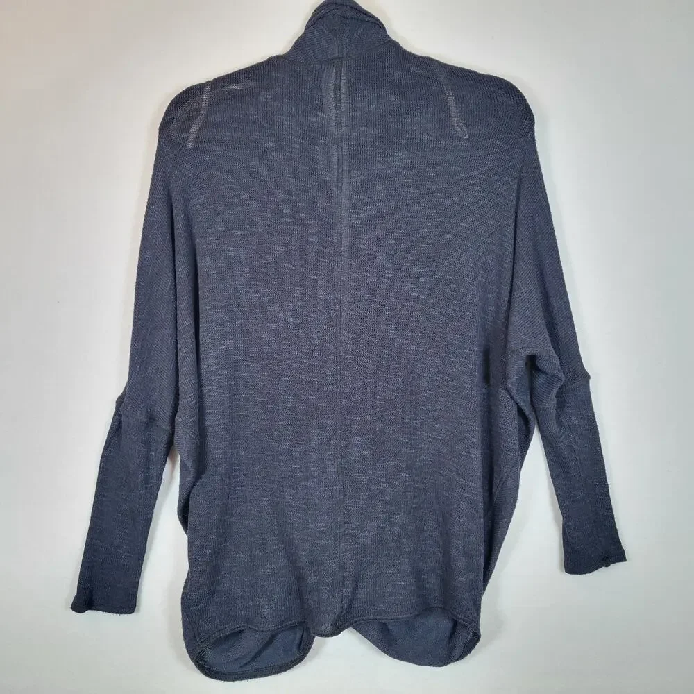 Free People Womens Marled Knit Wrap Cardigan Top Size XS Blue Oversized Boho